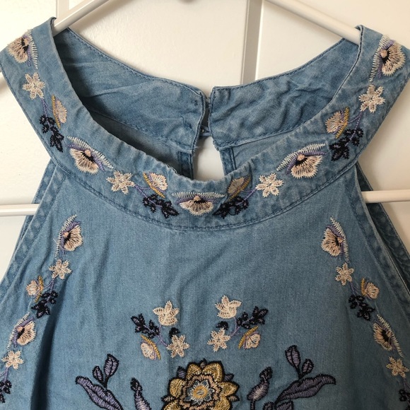 Francesca’s Embroidered Chambray Dress - Picture 3 of 4
